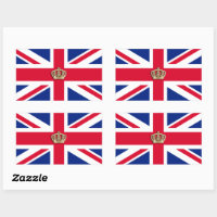 Bandera de la Corona y Union Jack Rectangular Pega