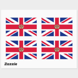 Pegatina Rectangular Bandera de la Corona y Union Jack Rectangular Pega