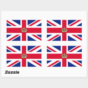 Pegatina Rectangular Bandera de la Corona y Union Jack Rectangular Pega