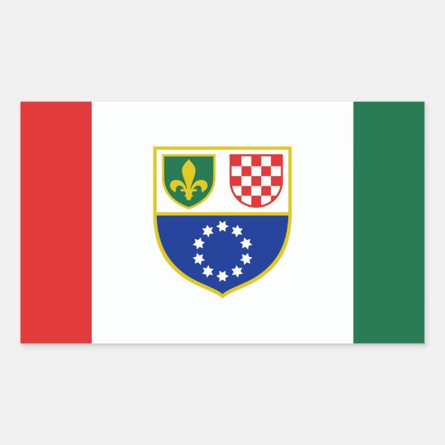 Pegatina Rectangular Bandera de la Federación de Bosnia y Herzegovina (Anverso)