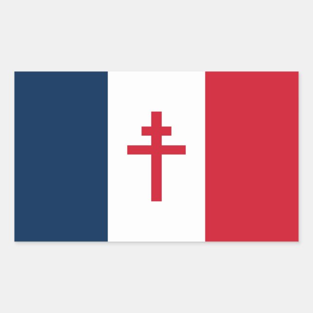 Pegatina Rectangular Bandera de la Francia Libre (Anverso)