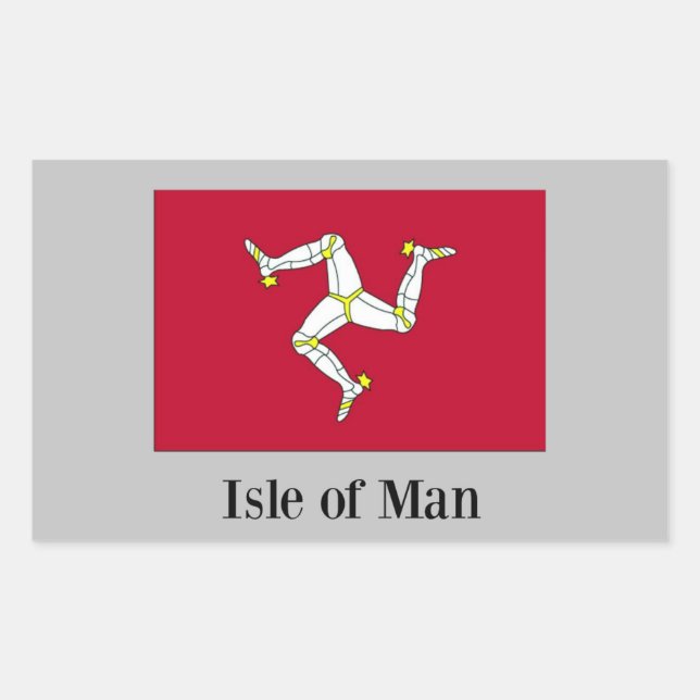Pegatina Rectangular Bandera de la Isla de Man (Anverso)