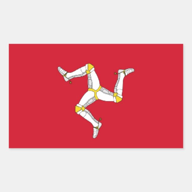 Pegatina Rectangular Bandera de la Isla de Man (Anverso)