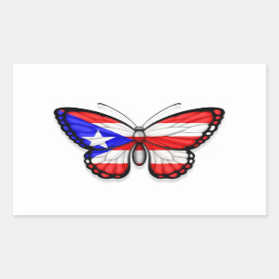 Pegatina Rectangular Bandera de la mariposa de Puerto Rico