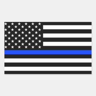 Pegatina Rectangular Bandera de la policía de la delgada línea azul