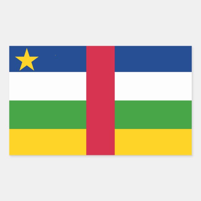 Pegatina Rectangular Bandera de la República Centroafricana (Anverso)