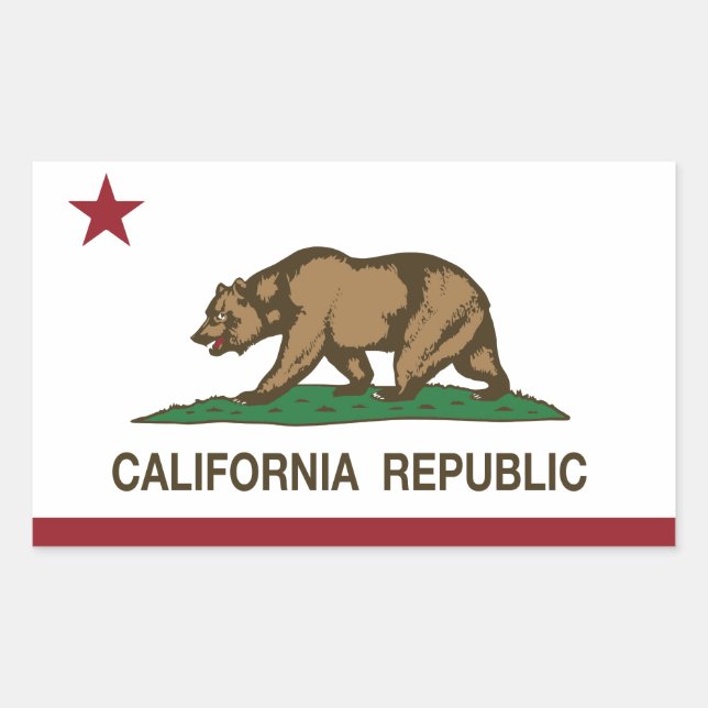 Pegatina Rectangular Bandera de la república de California (Anverso)
