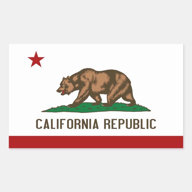 Pegatina Rectangular Bandera de la República de California (Anverso)