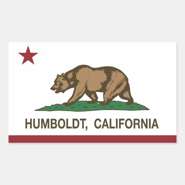 Pegatina Rectangular Bandera de la República de California Humboldt (Anverso)