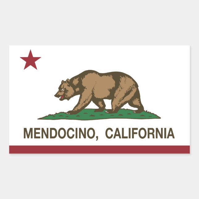 Pegatina Rectangular Bandera de la República de California Mendocino (Anverso)