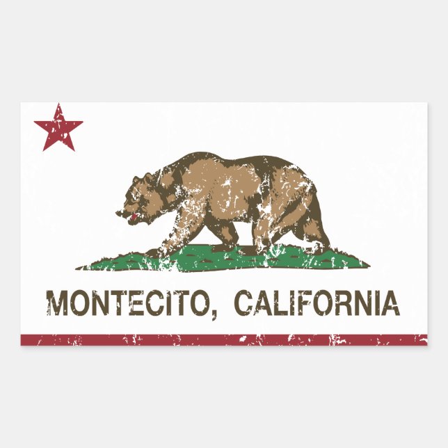 Pegatina Rectangular Bandera de la República de California Montecito (Anverso)