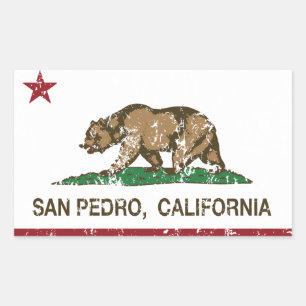 Pegatina Rectangular Bandera de la República de California San Pedro