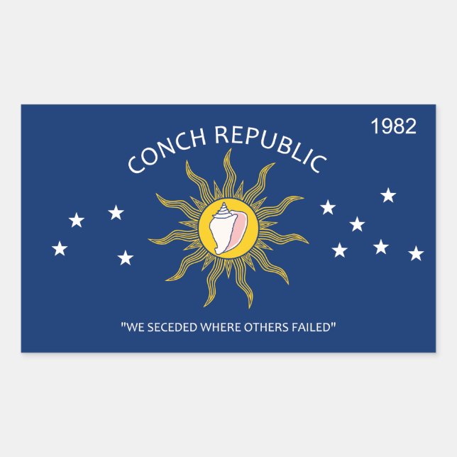 Pegatina Rectangular Bandera de la República de Conch (Anverso)