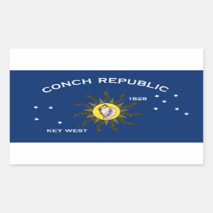 Pegatina Rectangular Bandera de la República de Conch Key West Florida