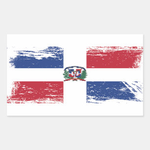Pegatina Rectangular Bandera de la República Dominicana del Grunge