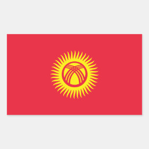 Pegatina Rectangular Bandera de la República Kirguisa/Kirguisa/Kirghiz