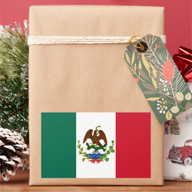 Pegatina Rectangular Bandera de la República Mexicana: 1824-1835, Santa (Vacaciones)