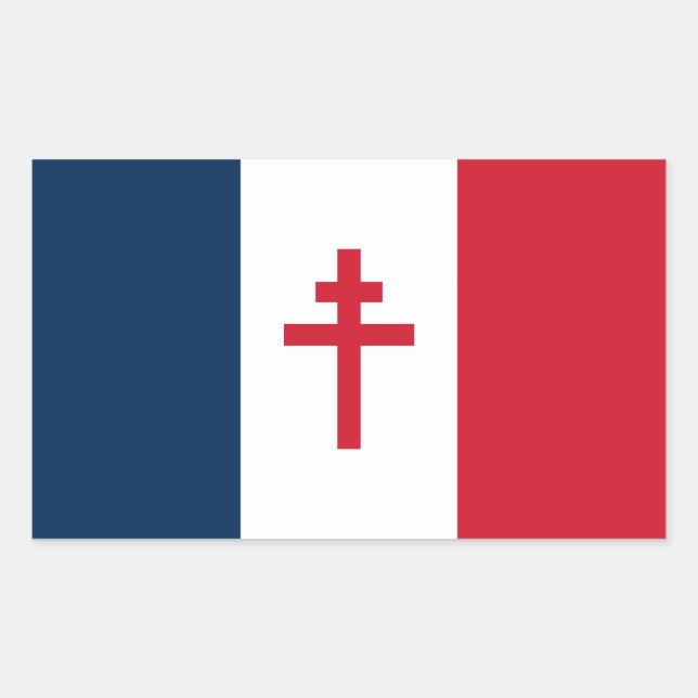 Pegatina Rectangular Bandera de la resistencia francesa símbolo de guer (Anverso)