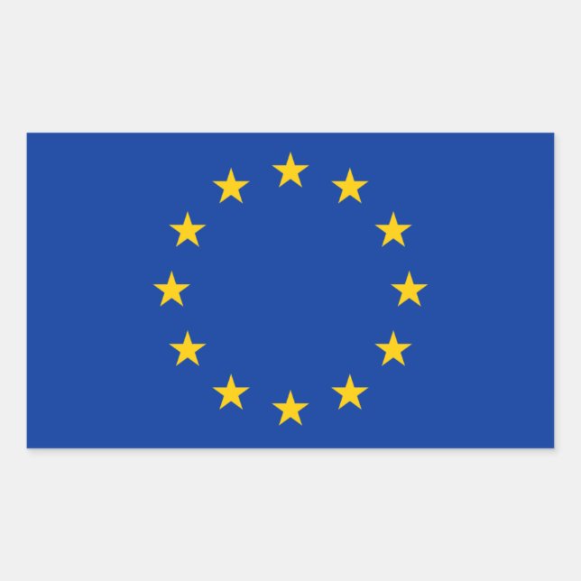 Pegatina Rectangular Bandera de la UE (Anverso)