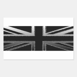 Pegatina Rectangular Bandera de la Unión Gris negra y plateada