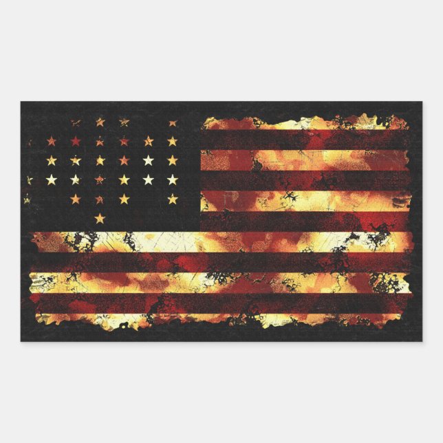 Pegatina Rectangular Bandera de la Unión, guerra civil, estrellas y fra (Anverso)