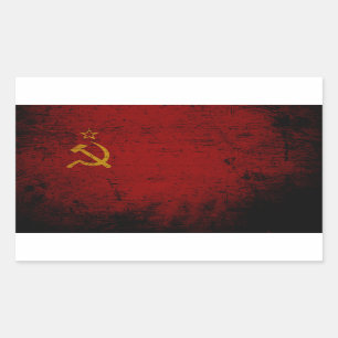 Pegatina Rectangular Bandera de la Unión Soviética de Grunge Negro
