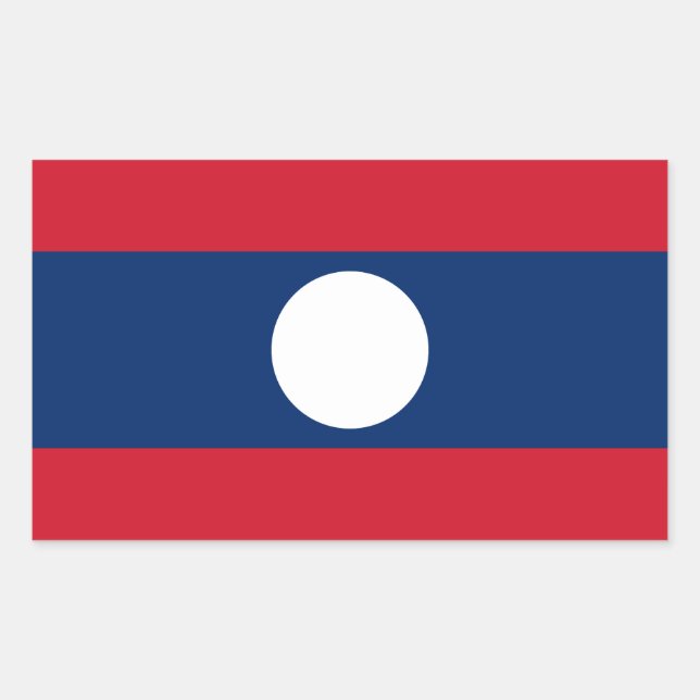 Pegatina Rectangular Bandera de Laos (Anverso)