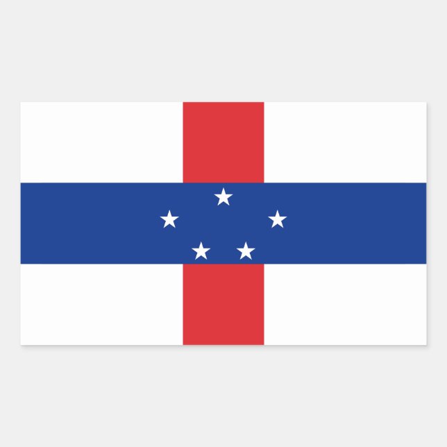 Pegatina Rectangular Bandera de las Antillas Neerlandesas (Anverso)