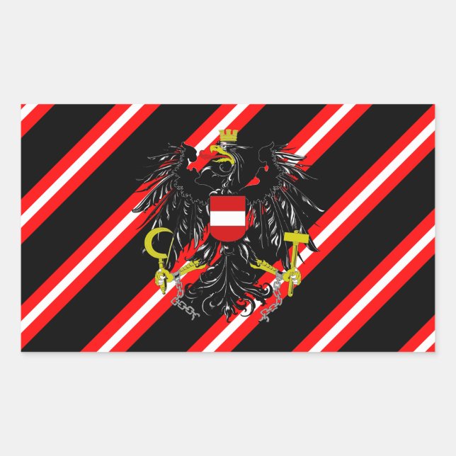 Pegatina Rectangular Bandera de las franjas de Austria (Anverso)