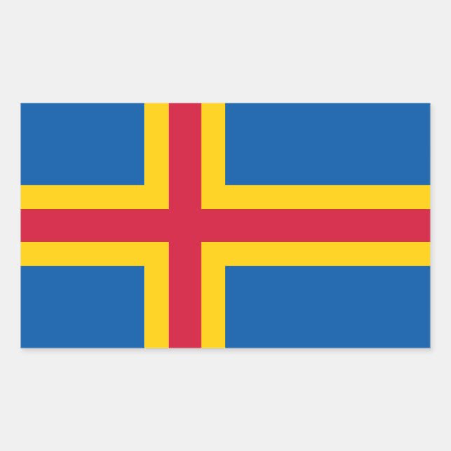 Pegatina Rectangular Bandera de las Islas Åland (Anverso)
