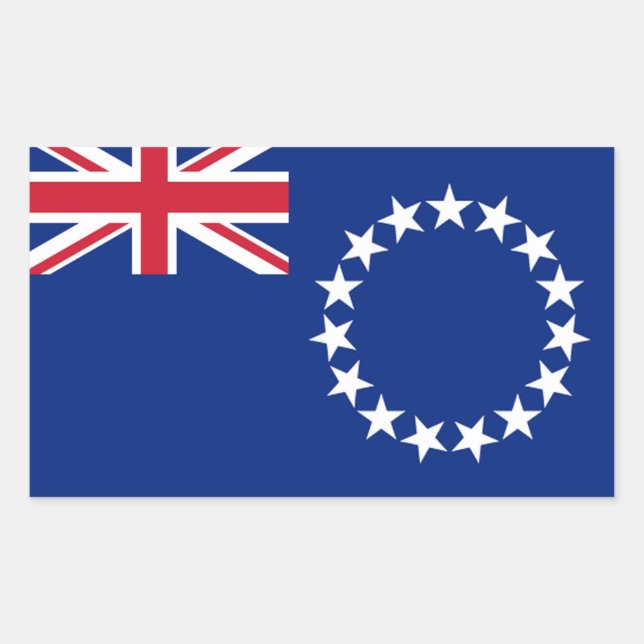 Pegatina Rectangular Bandera de las Islas Cook (Anverso)