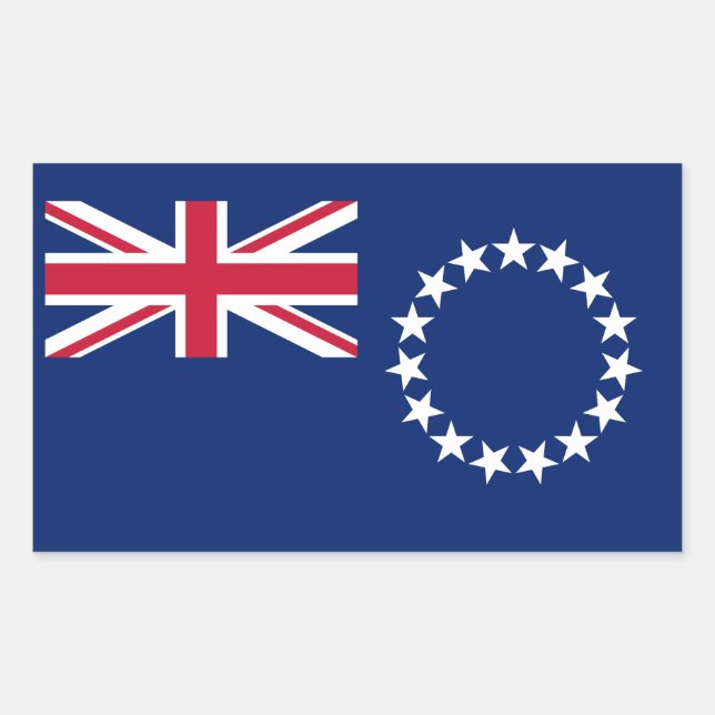 Pegatina Rectangular Bandera de las Islas Cook (Anverso)