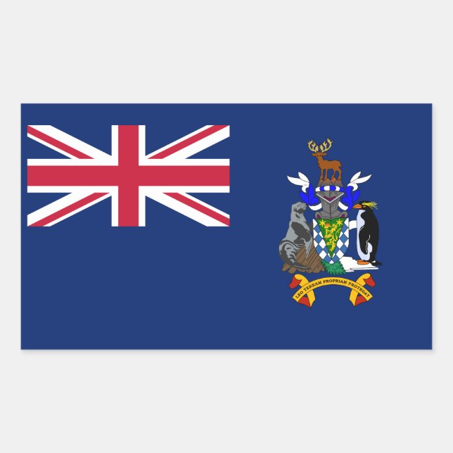 Pegatina Rectangular Bandera de las Islas Georgias del Sur y Sandwich d (Anverso)