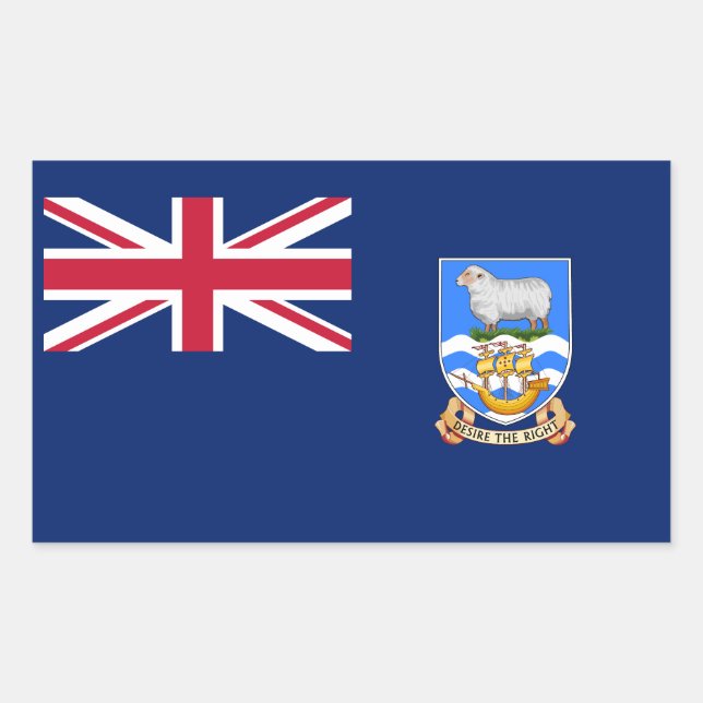 Pegatina Rectangular Bandera de las Islas Malvinas (Anverso)