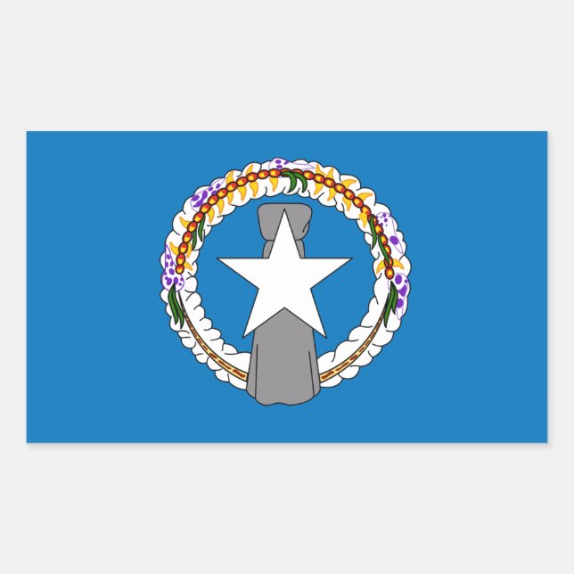 Pegatina Rectangular Bandera de las Islas Marianas (Anverso)