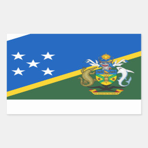 Pegatina Rectangular Bandera de las Islas Salomón y escudo de armas