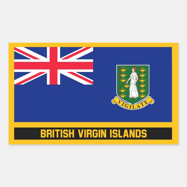 Pegatina Rectangular Bandera de las Islas Vírgenes Británicas (Anverso)