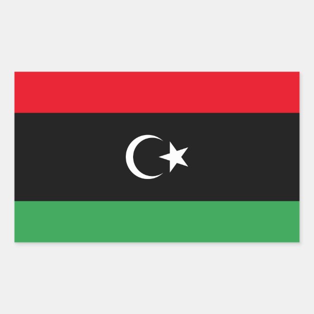 Pegatina Rectangular Bandera de Libia (Anverso)