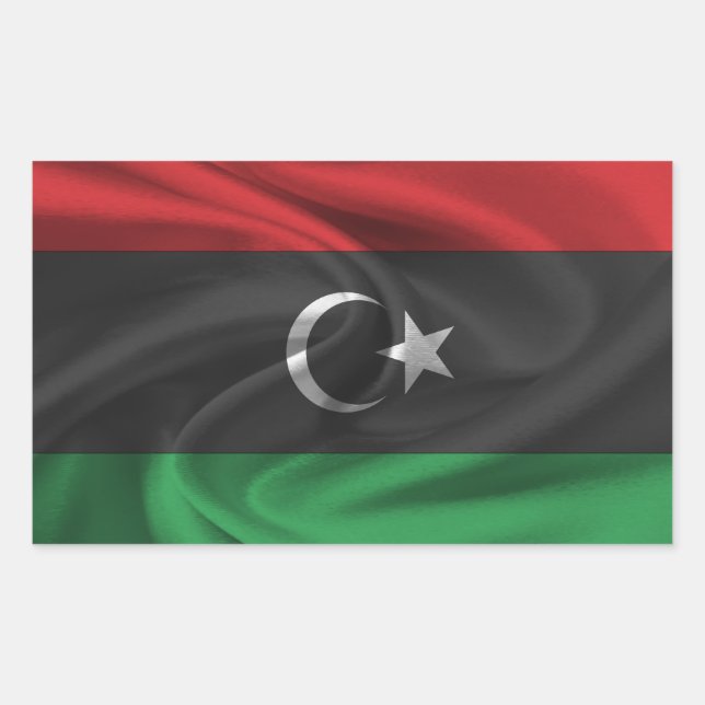 Pegatina Rectangular Bandera de Libia (Anverso)