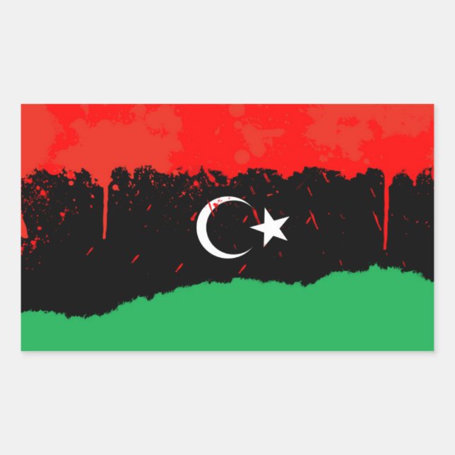Pegatina Rectangular Bandera de Libia (1951-1969) (Anverso)