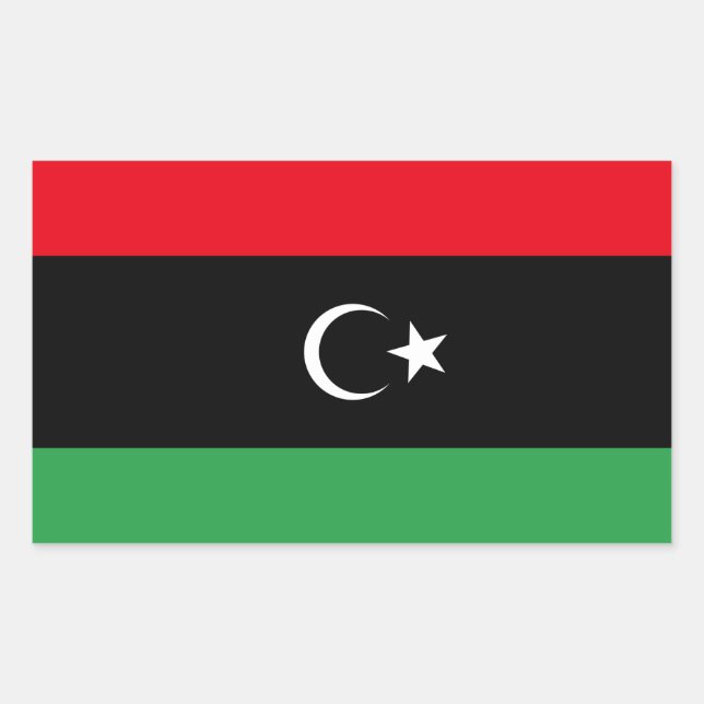 Pegatina Rectangular Bandera de Libia Libre (Anverso)