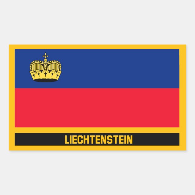 Pegatina Rectangular Bandera de Liechtenstein (Anverso)
