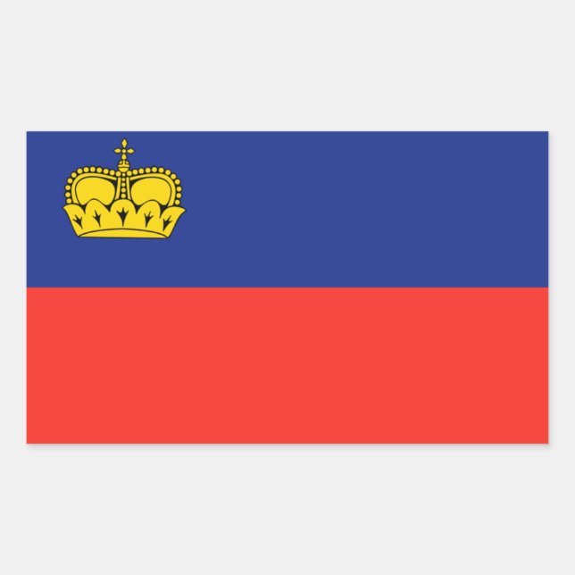 Pegatina Rectangular Bandera de Liechtenstein (Anverso)