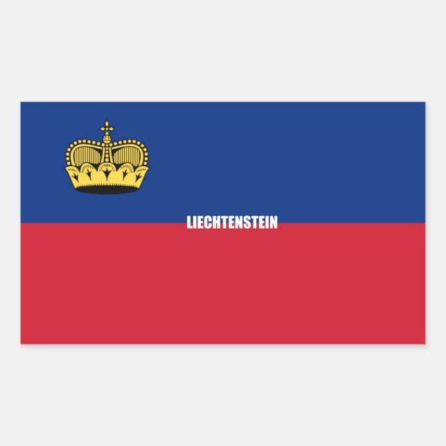 Pegatina Rectangular Bandera de Liechtenstein (Anverso)