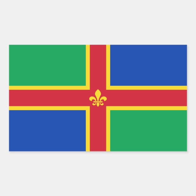 Pegatina Rectangular Bandera de Lincolnshire (Anverso)