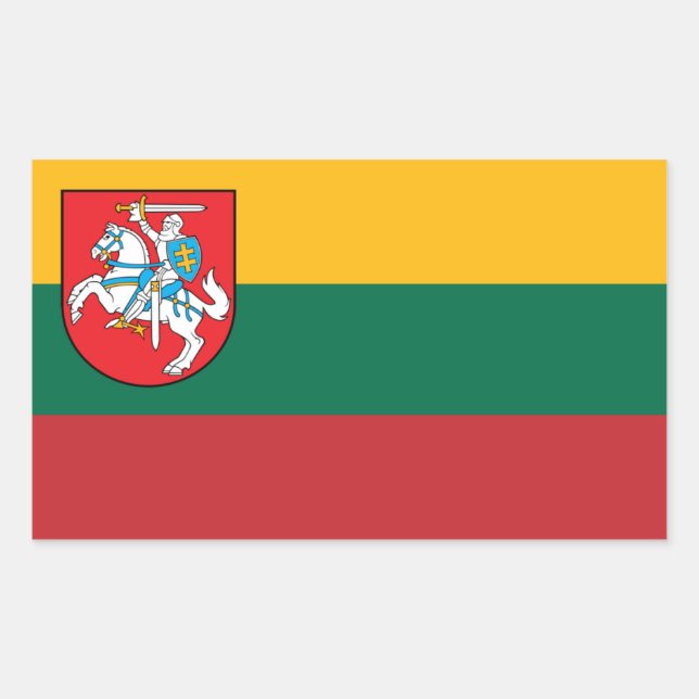 Pegatina Rectangular Bandera de Lituania con Vytis (Anverso)