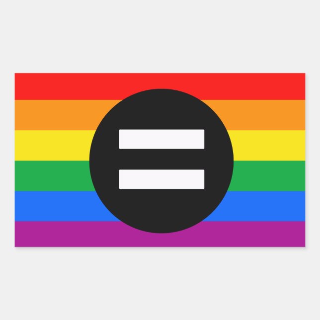 Pegatina Rectangular Bandera de los derechos de los gays (Anverso)