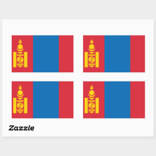 Pegatina Rectangular Bandera de los mongoles del símbolo Soyombo de Mon