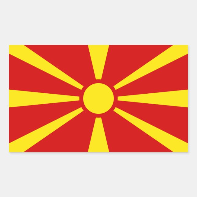 Pegatina Rectangular Bandera de Macedonia (Anverso)