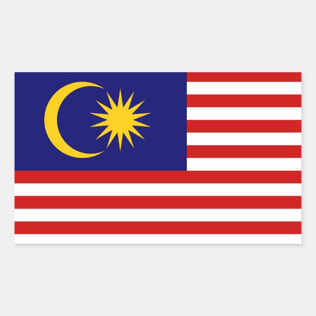 Pegatina Rectangular Bandera de Malasia (Anverso)